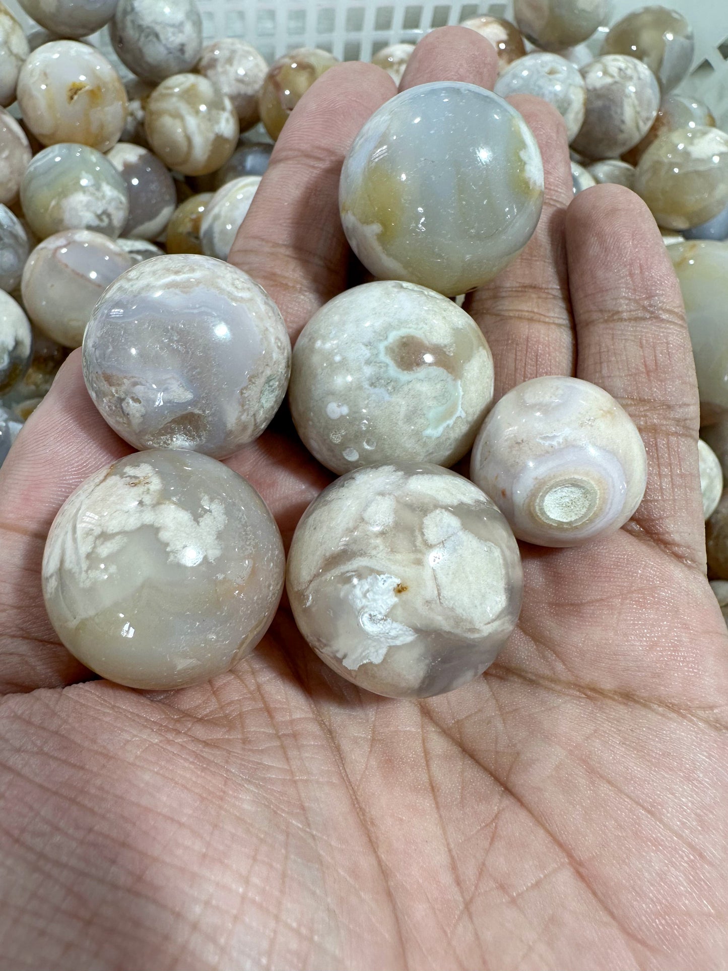 Sakura Flower Agate Ball Spheres Wholesale Cherry Blossoms Agate